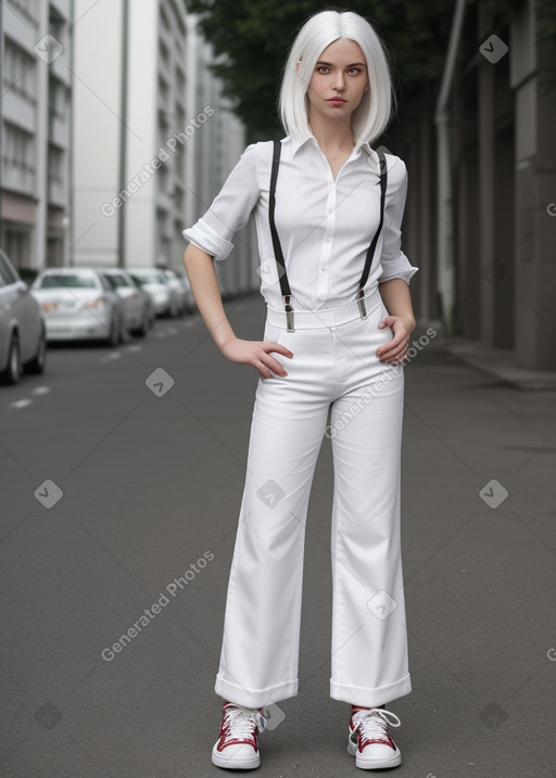 Belarusian adult female with  white hair