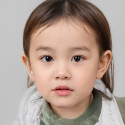 Neutral white child female with medium  brown hair and brown eyes