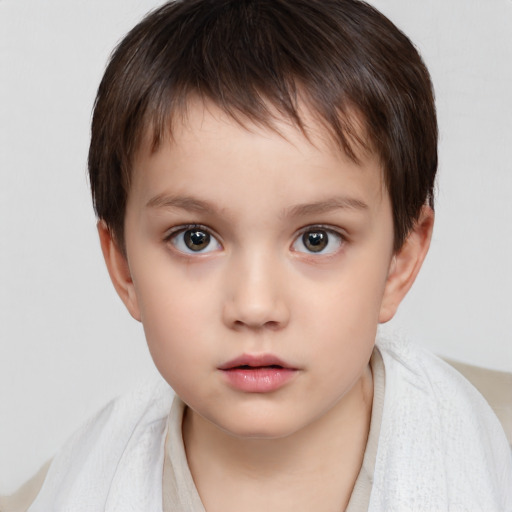 Neutral white child female with short  brown hair and brown eyes