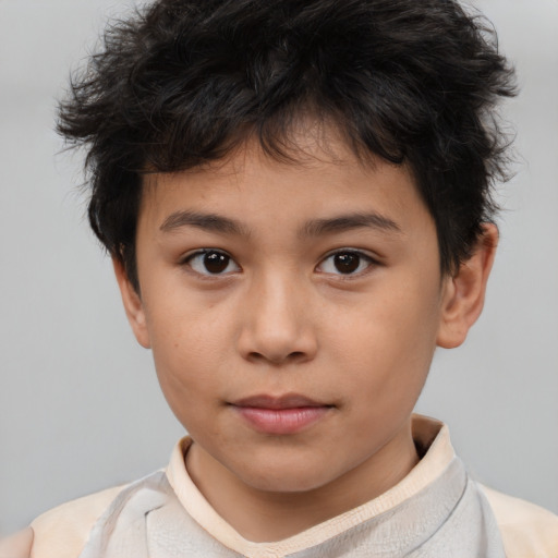 Neutral white child male with short  brown hair and brown eyes