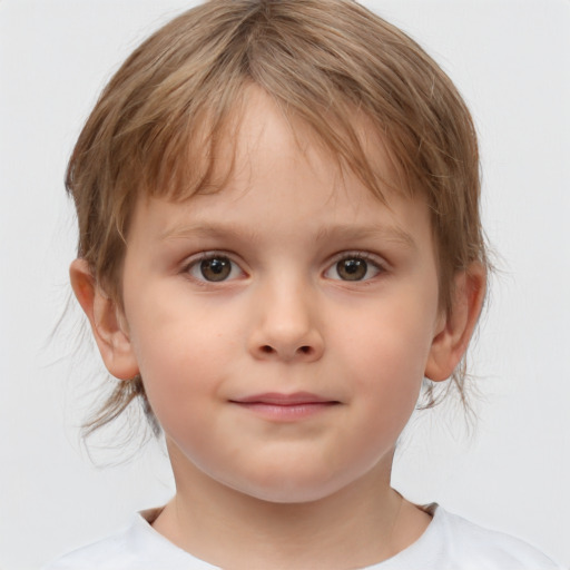 Neutral white child female with medium  brown hair and brown eyes