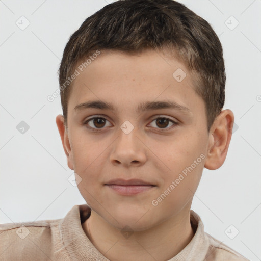 Neutral white child male with short  brown hair and brown eyes