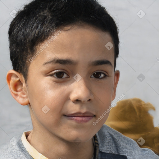 Neutral white child male with short  brown hair and brown eyes