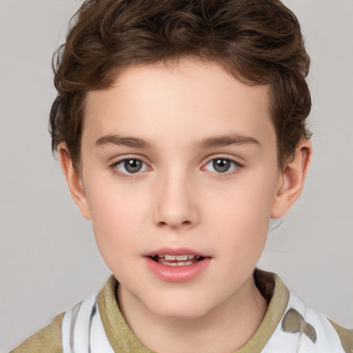 Neutral white child male with short  brown hair and brown eyes