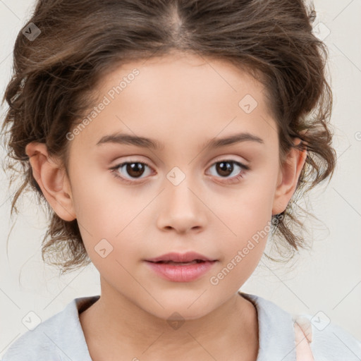 Neutral white child female with medium  brown hair and brown eyes