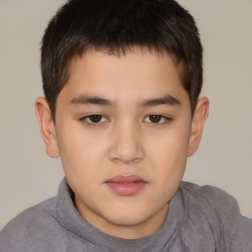 Neutral white child male with short  brown hair and brown eyes