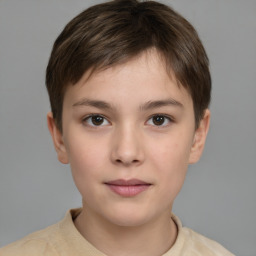 Neutral white child male with short  brown hair and brown eyes