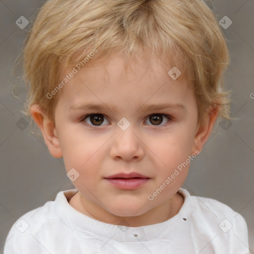 Neutral white child male with short  brown hair and brown eyes