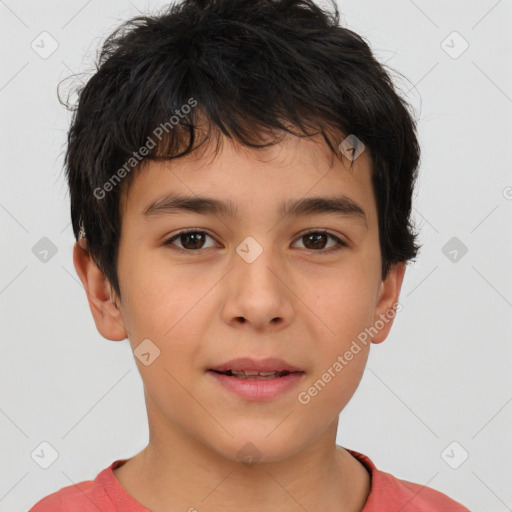 Neutral white child male with short  brown hair and brown eyes