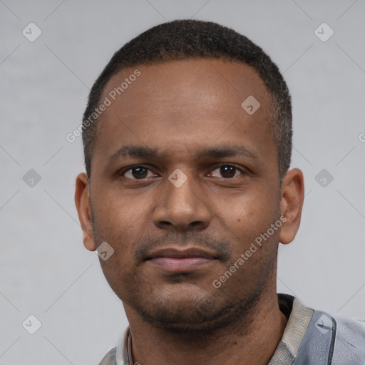 Neutral latino young-adult male with short  brown hair and brown eyes