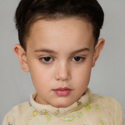 Neutral white child female with short  brown hair and brown eyes