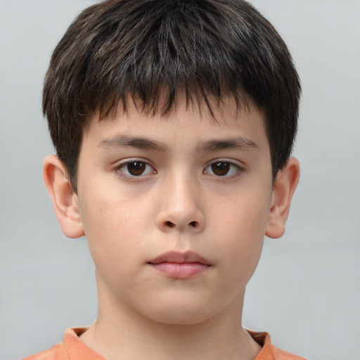 Neutral white child male with short  brown hair and brown eyes