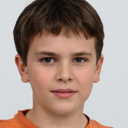 Neutral white child male with short  brown hair and grey eyes