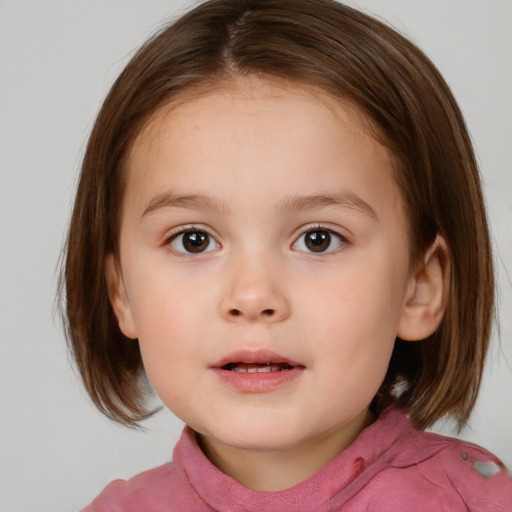 Neutral white child female with medium  brown hair and brown eyes