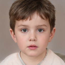 Neutral white child male with short  brown hair and brown eyes