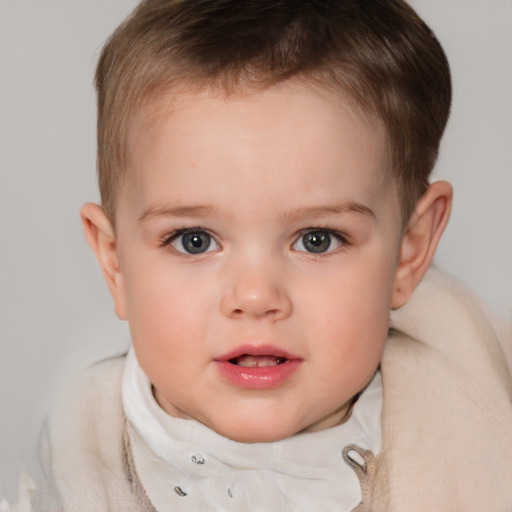 Neutral white child female with short  brown hair and brown eyes