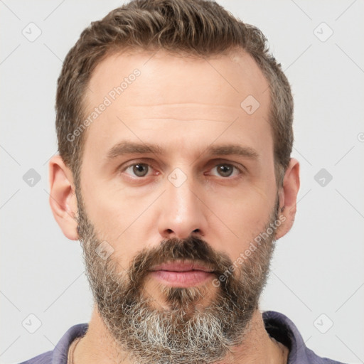 Neutral white adult male with short  brown hair and brown eyes