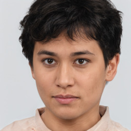 Neutral asian young-adult male with short  brown hair and brown eyes