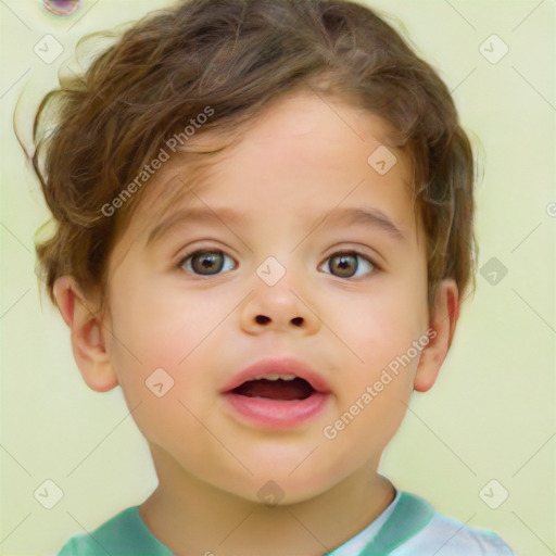 Neutral white child male with short  brown hair and brown eyes