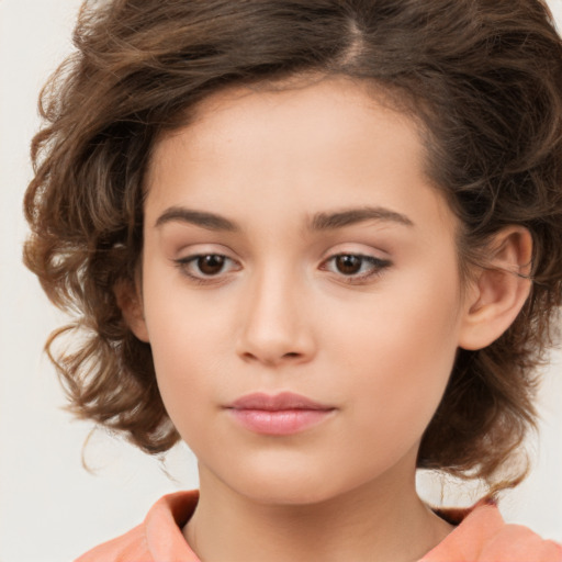 Neutral white child female with medium  brown hair and brown eyes