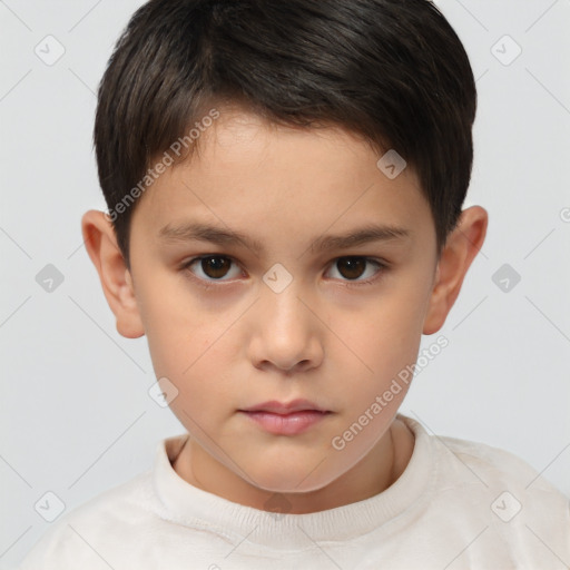 Neutral white child male with short  brown hair and brown eyes