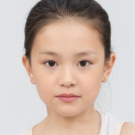 Neutral white child female with short  brown hair and brown eyes