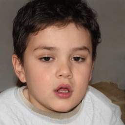 Neutral white child male with short  brown hair and brown eyes