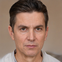 Neutral white adult male with short  brown hair and brown eyes