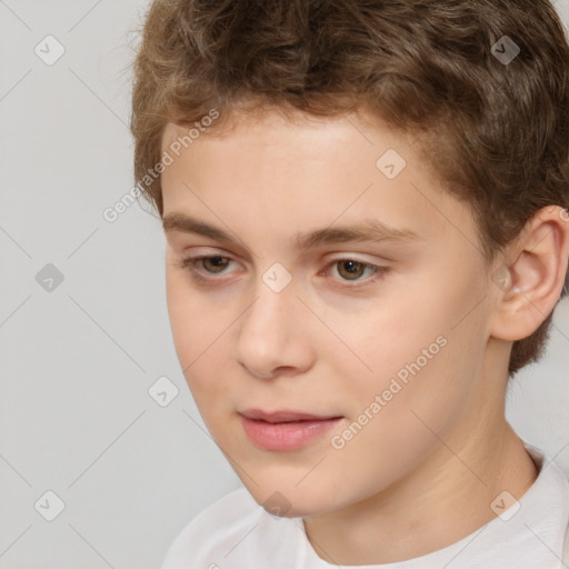 Neutral white child male with short  brown hair and brown eyes