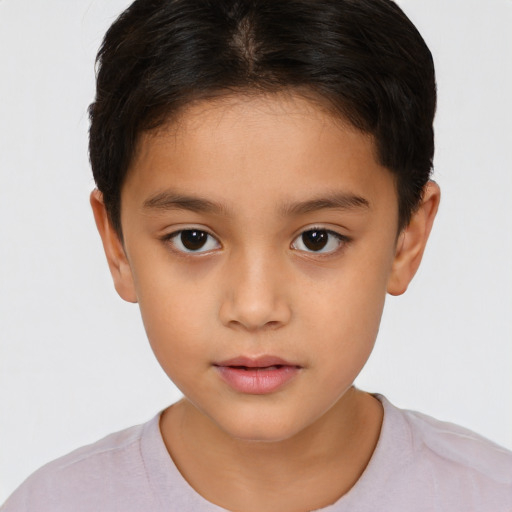 Neutral white child female with short  brown hair and brown eyes