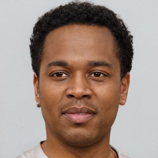 Neutral latino young-adult male with short  brown hair and brown eyes