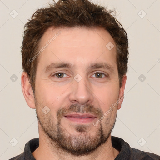 Neutral white adult male with short  brown hair and brown eyes