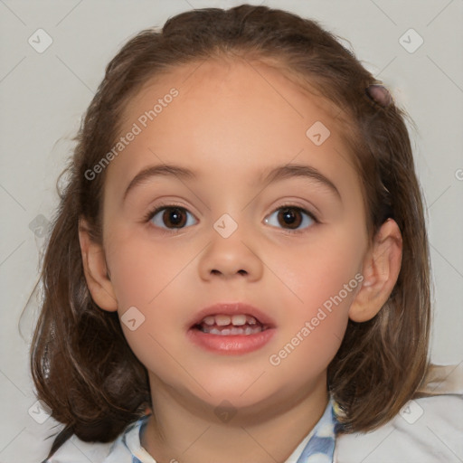 Neutral white child female with medium  brown hair and brown eyes