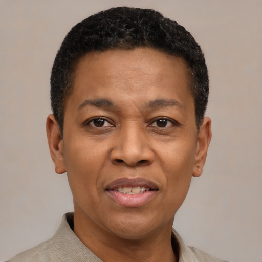 Joyful latino adult male with short  black hair and brown eyes