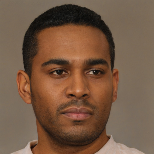 Neutral latino young-adult male with short  brown hair and brown eyes