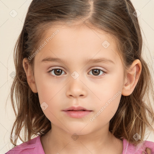 Neutral white child female with medium  brown hair and brown eyes