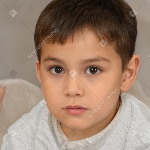 Neutral white child male with short  brown hair and brown eyes