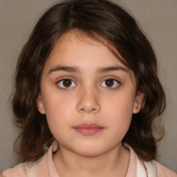 Neutral white child female with medium  brown hair and brown eyes