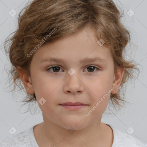 Neutral white child female with medium  brown hair and brown eyes