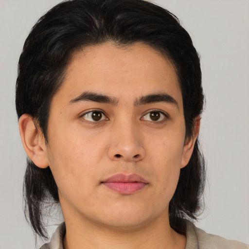 Neutral white young-adult male with medium  brown hair and brown eyes