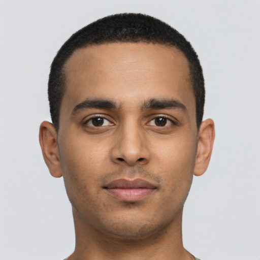Neutral latino young-adult male with short  brown hair and brown eyes