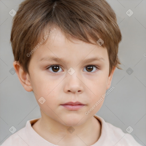 Neutral white child male with short  brown hair and brown eyes