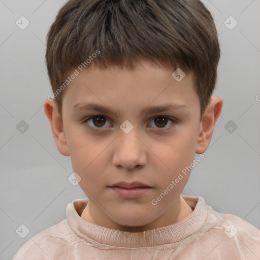 Neutral white child male with short  brown hair and brown eyes