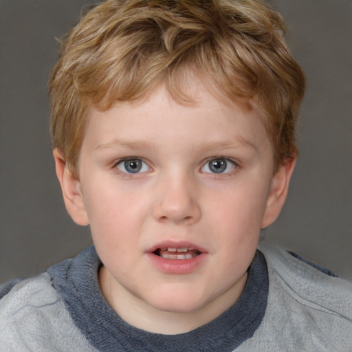 Neutral white child male with short  brown hair and blue eyes