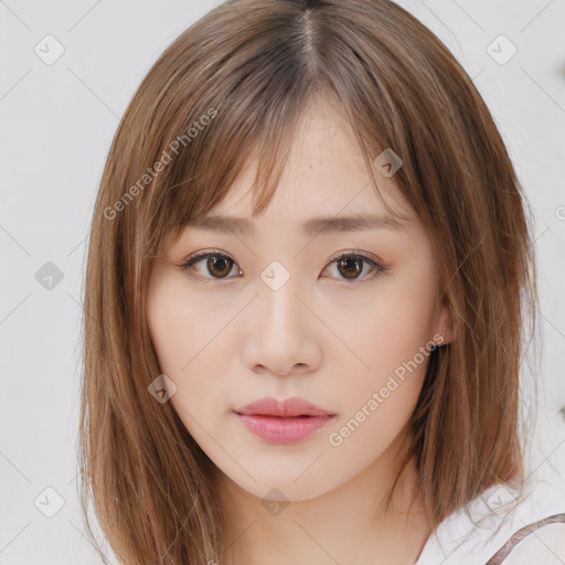 Neutral white child female with medium  brown hair and brown eyes