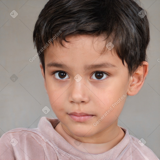 Neutral white child male with short  brown hair and brown eyes