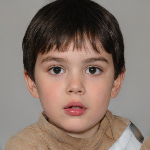 Neutral white child male with short  brown hair and brown eyes