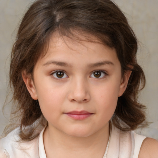 Neutral white child female with medium  brown hair and brown eyes