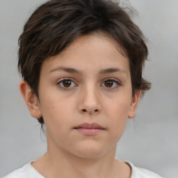 Neutral white young-adult female with short  brown hair and brown eyes