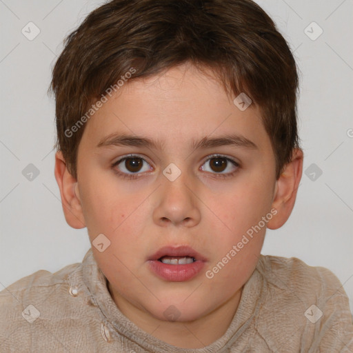 Neutral white child male with short  brown hair and brown eyes